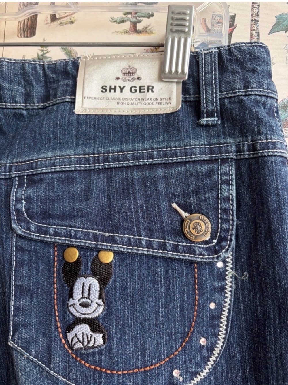 Shy Ger Embroidered Mickey Mouse Jeans Size XXXL W34